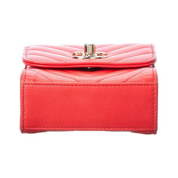 Chanel Vermilion Quilted Lambskin Leather Chevron Mini Flap Bag (Authentic - Picture 3 of 5